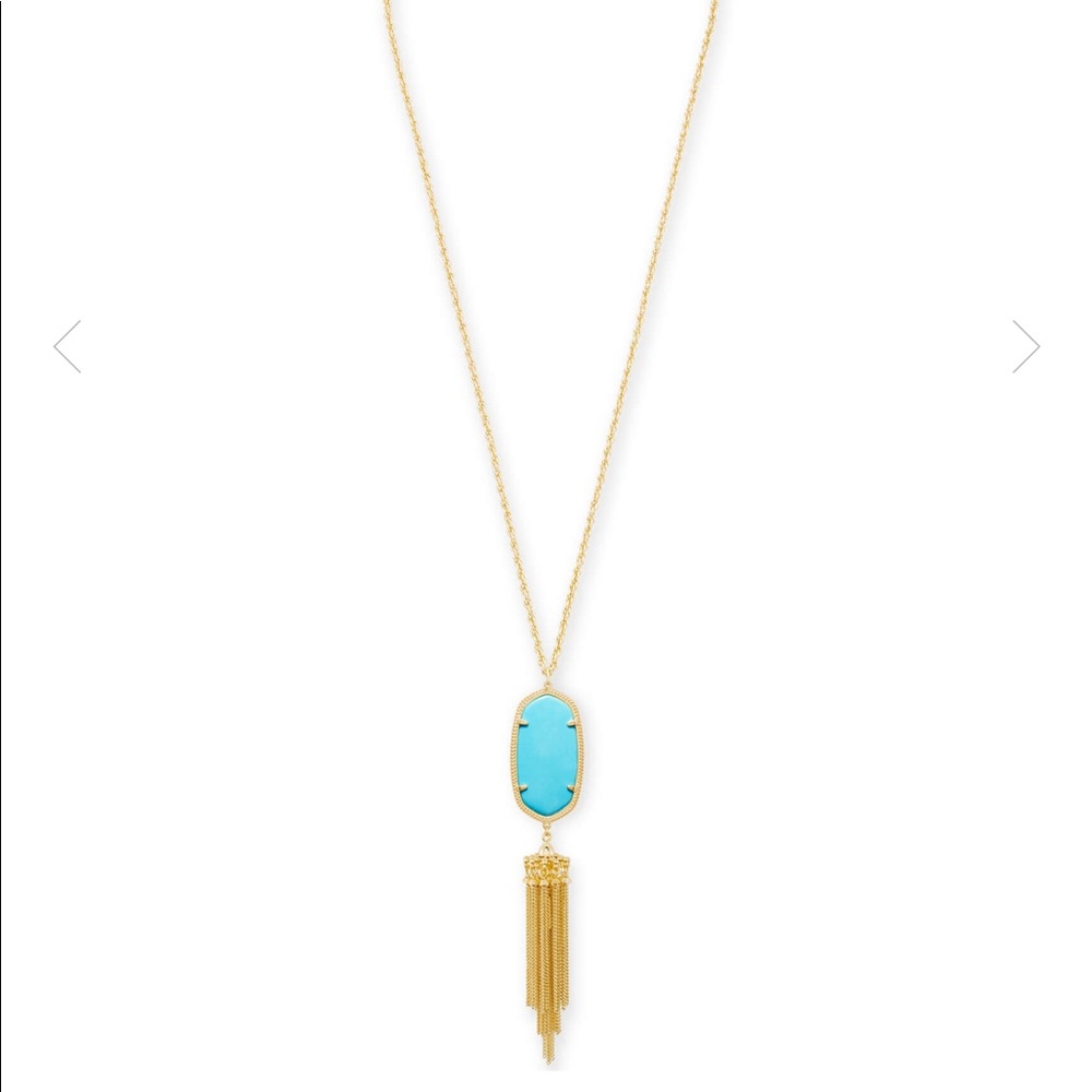 NEVER USED turquoise Rayne Gold long pendant